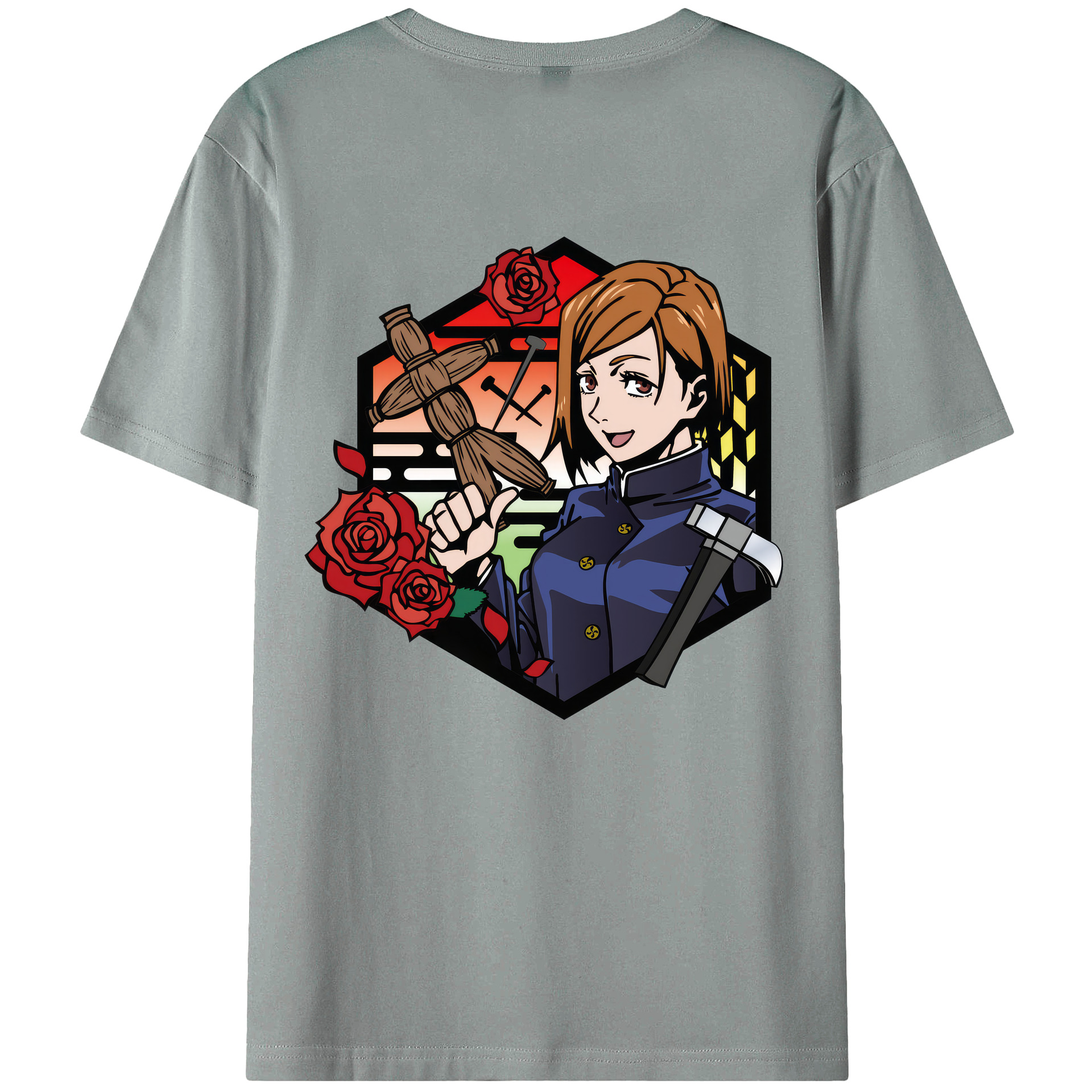 （画像用） 呪術廻戦 Jujutsu Kaisen 綿100％ メンズ半袖Tシャツ（バックプリント） 通気性